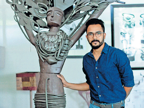gifted Artist Narayan Chandra Sinha and his sculptures. Photos by author