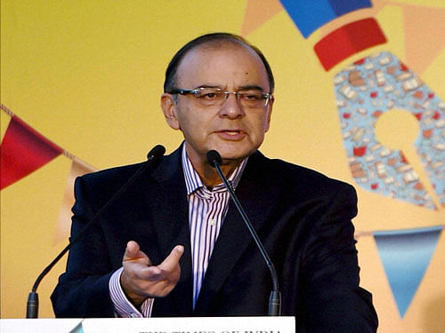 Union Finance Minister Arun Jaitley addressing during the Times Litfest in New Delhi on Saturday. PTI Photo