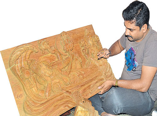 ARTISTIC Gudigars arewell-versed in elaborate wooden and stone carvings. Different stages of making sculptures and designs along with completed works are shown in the pictures
