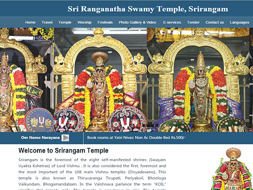 The website of the famous Ranganathaswamy temple at Srirangam in the district was temporarily suspended after it was hacked allegedly by some hackers based in Pakistan. Website screenshot