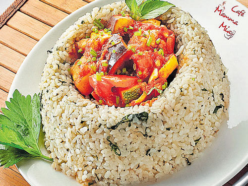 Ratatouille with butter rice.