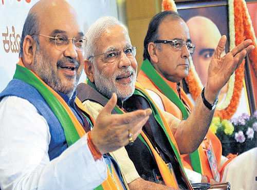 NEW REGIME, NEW CHALLENGES: Year 2015 had arrived with buoyant baggage for the BJP led by the Modi-Shah leadership. DH PHOTO