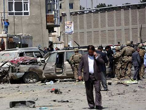 A suicide car bomb strikes near Kabul airport. Courtesy: @DunyaNews Twitter