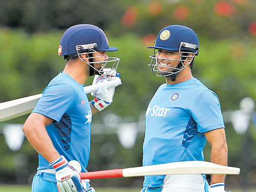 captain to captain: Virat Kohli (left) assumed Test captaincy while  M&#8200;S Dhoni had a tough time in  the limited over  versions.