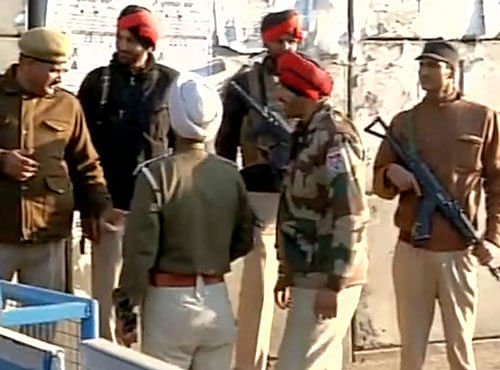 Security deployed outside Pathankot Air Force Station. Photo credit: ANI