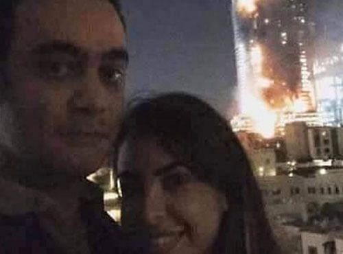 Twitteratti slams couple who took selfie with burning Dubai hotel