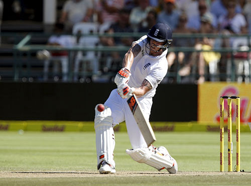 IN PUNICHING MOOD England's Ben Stokes pulls one enroute his record-breaking 258 against South Africa in Cape Town on Sunday. Reuters