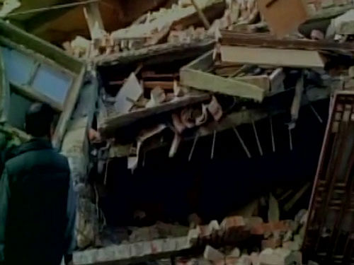 Building collapsed in Imphal after earthquake hit the region. Courtesy: ANI