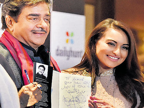 BJP MP Shatrughan Sinha with daughter Sonakshi  Sinha at the book launch. PTI