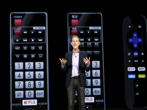 Reed Hastings, co-founder and CEO of Netflix, speaks during a keynote address at the 2016 CES trade show in Las Vegas, Nevada, January 6, 2016. Reuters Photo.