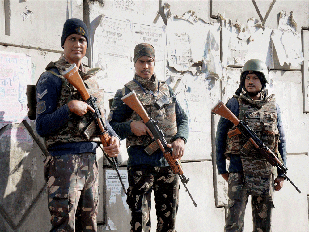 Security guards at Pathankot Air Force base. PTI File Photo.