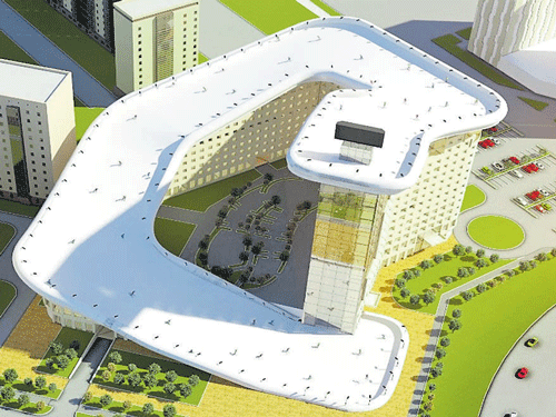 An apartment with a ski slope