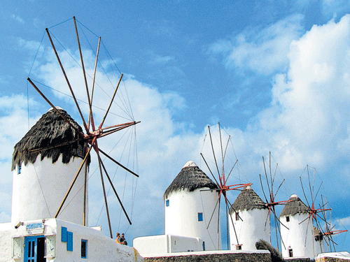 Picture perfect: The iconic 16th century windmills at Mykonos.