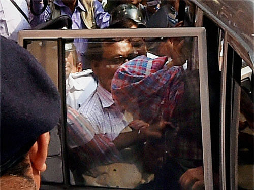 Sambia Sohrab, main accused in a hit-and-run case leading to the death of an airman while he was rehearsing for the Republic Day, is being produced in a city court, in Kolkata on Sunday. PTI Photo