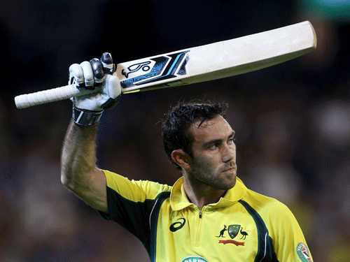 Australia's Glenn Maxwell acknowledges the crowd after being dismissed for 96 against India during their One Day cricket match at the Melbourne Cricket Ground. Reuters Photo.