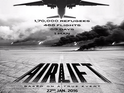In the film, Akshay plays a businessman Ranjit Katyal, who negotiates with the government to evacuate 1,70,000 Indians stranded in Kuwait and fly them to India. 'Airlift' also stars Nimrat Kaur and Purab Kohli. Movie poster