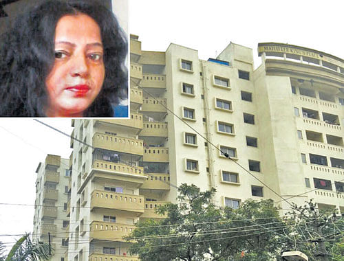 Kusuma Rani (inset) was found dead in her apartment at Kadugodi in Eastern Bengaluru. DH PHOTO