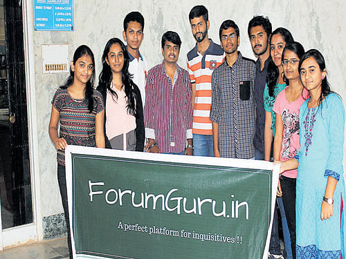 Students of Sri Jayachamarajendra College of Engineering, who developed the portal 'forumguru.in'. DH Photo