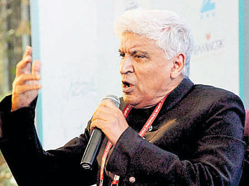 Javed Akhtar during a session at Jaipur Literature Festival at Diggi Palace in Jaipur on Sunday. PTI