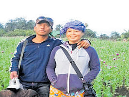 Photo of NSCN(K) top leader Isak Sumi in front of a poppy cultivation field released by Assam Rifles.