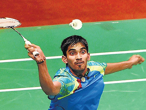 Srikanth hardly broke a sweat as he thrashed Vatannejad Soroush Eskandari of Iran 21-4 21-10 in just 18 minutes in his first round match at Babu Banarasi Das Indoor Stadium. He will meet Joo Ven Soong of Malaysia in the second round. PTI file photo