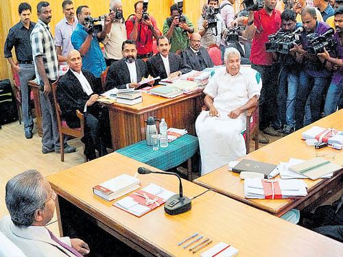 Kerala Chief Minister Oommen Chandy appears before Solar inquiry commission in Thiruvananthapuram on Monday. PTI