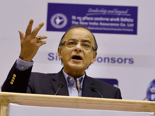Union Finance Minister Arun Jaitley addressing the 57th National Cost Convention (NCC-2016), organized by the Institute of Cost Accountants of India, at Vigyan Bhawan in New Delhi on Saturday. PTI Photo.