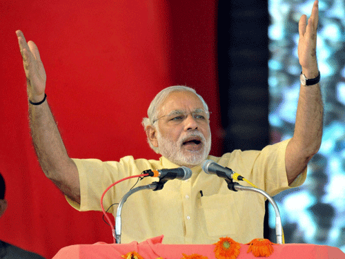 Prime Minister Narendra Modi addressing a public meeting in Coimbatore on Tuesday. PTI Photo