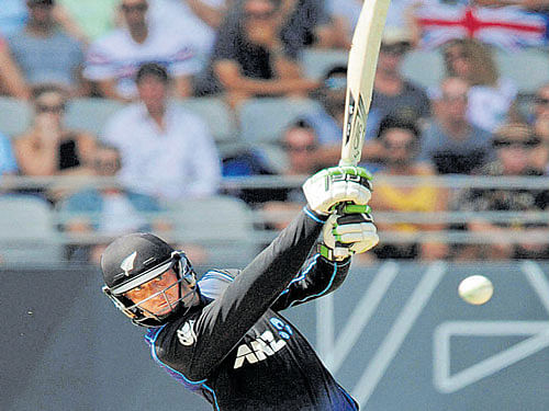 AGGRESSIVE New Zealand's Martin Guptill slams one to the fence en route his 90 against Australia on Wednesday. AP/PTI