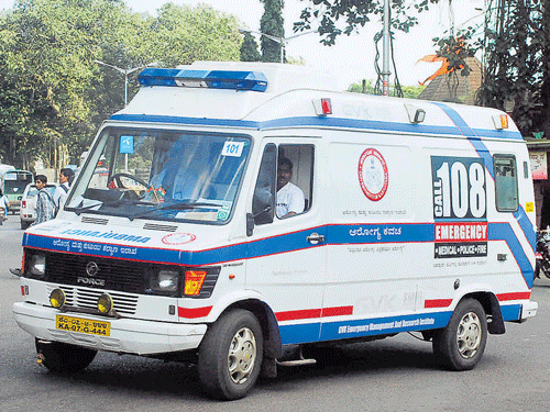GVK EMRI, which runs the '108' Arogya Kavacha ambulance service, had asked its staff to sign an undertaking after they started striking work on Jan 24. DH FILE PHOTO