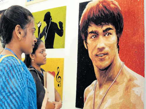 A coir-based wall hanging with a water-colour painting of legendary martial artist-actor Bruce Lee was an attraction at the coir expo at Alappuzha.