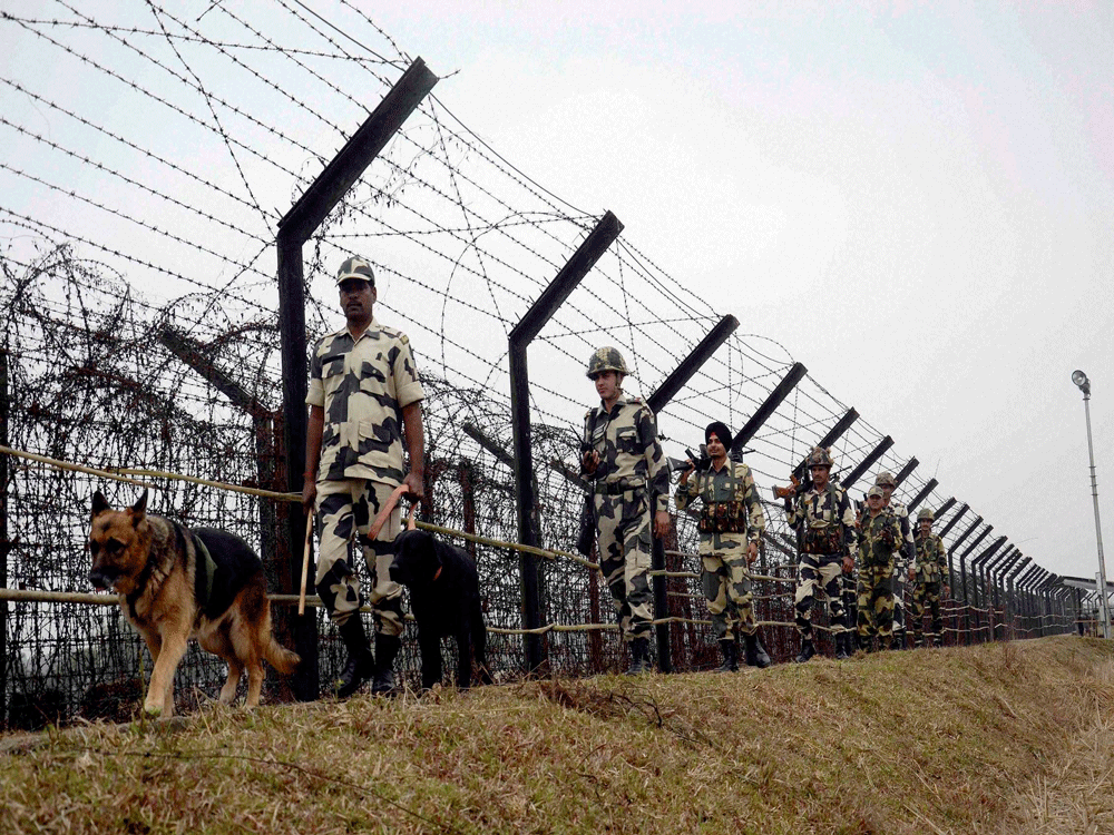 BSF personnel belonging to 191 battalion deputed at BOP Mehndipur who were on patrol duty spotted some movement ahead of the fence near a border pillar at around 4:30 am today following which they challenged the intruders. PTI file photo