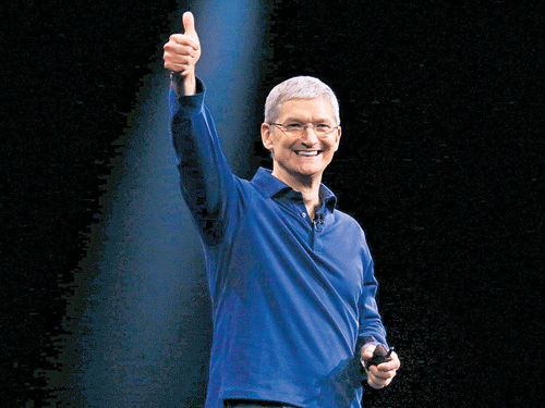 Chief Executive of Apple, Tim Cook, steps on stage at a recent developers conference. INYT