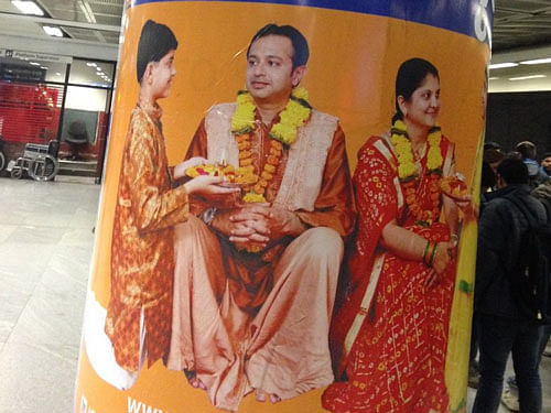 This February 14, worship your parents instead of celebrating Valentine's Day, say a series of billboards put up at Delhi Metro stations by a religious group, which also endorsed police action against couples. Courtesy: Twitter