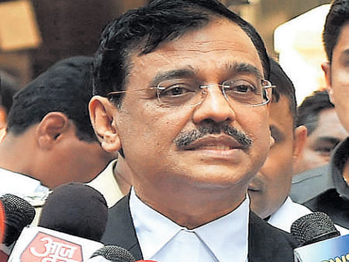 Special public prosecutor Ujjwal Nikam speaks to  media outside the sessions court in Mumbai on Monday. AFP