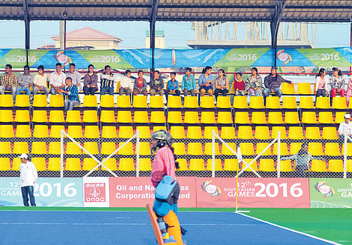 Largely empty stands tell a tale of poor organisation at the South Asian Games. PHOTO/ Ujjal deb