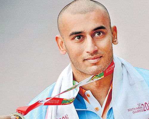 India's Veerdhawal Khade triumphed in the 50M butterfly in Guwahati on Wednesday. PTI
