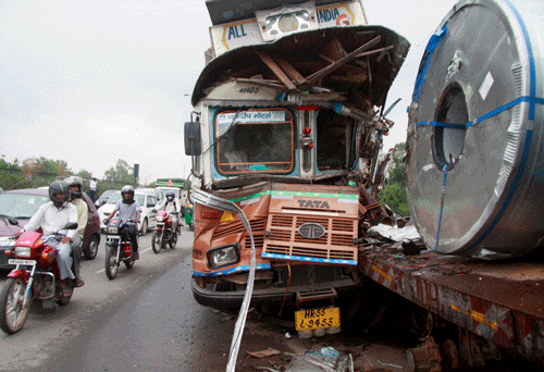 As many as 12 persons were killed in a head-on collision between a mini-truck carrying them and a lorry on a national highway near here in today, police said. PTI photo for representation only