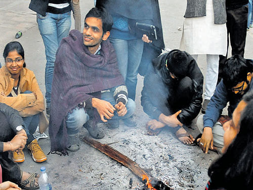 Umar Khalid and four other JNU students facing charges of sedition returned to the campus on Monday. DH PHOTO