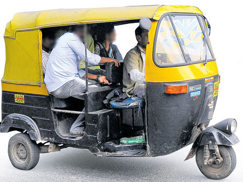 flouting rules It is common to see autos ferrying more than three passengers  without any fear.