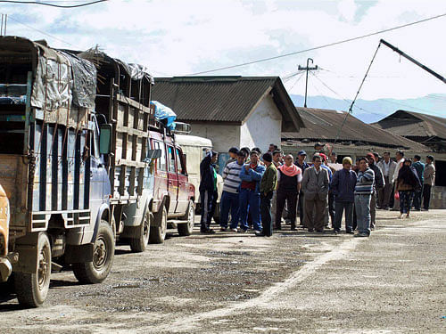 The powerful Naga Students' Federation (NSF) said that vehicles owned and registered in Manipur would not be allowed to enter Naga inhabited areas spread over the two states of Nagaland and Manipur from Wednesday. PTI file photo