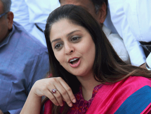 Actor Nagma at the Tamil Nadu Congress headquarters. PTI file photo