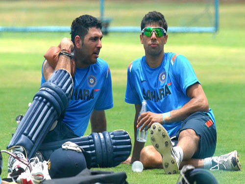 With a cumulative age of 70, 36-year-old Nehra and 34-year-old Yuvraj have become important to Mahendra Singh Dhoni's World T20 title aspirations. DH file photo