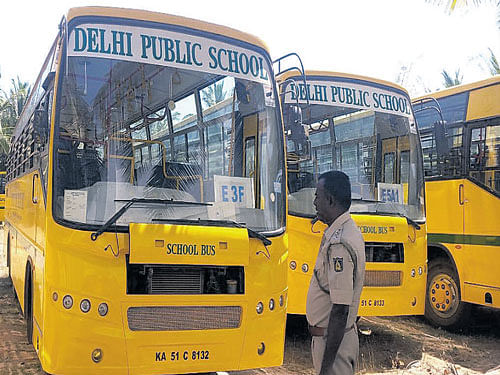 The buses that were seized on Saturday. DH Photo.