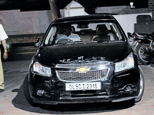 The car belonging to Abhilasha Sethi, who rammed it into three cars on Residency Road on Sunday evening. dh photo