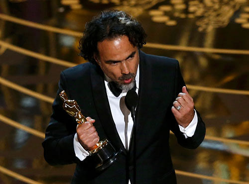 Mexico's Alejandro Inarritu wins the Oscar for Best Director for the movie 'The Revanant' at the 88th Academy Awards in Hollywood. Reuters photo
