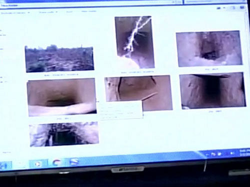 Pictures of tunnel from Pakistan side towards Indian territory across IB,unearthed by BSF in Jammu (Source: BSF) , Courtesy: ANI