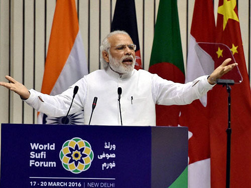 'Those who spread terror in the name of religion are anti-religious. When we think of the 99 names of Allah, none stand for force and violence, and that the first two names denote compassionate and merciful. Allah is Rahman and Raheem,' he said. Modi also sought to convey that his government believed that Islam occupied pride of place among other religions that have existed for a long time in the country. PTI