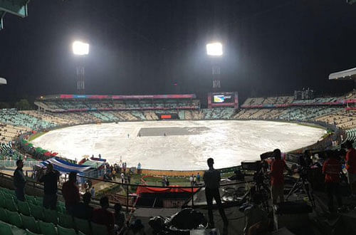 The iconic Eden Gardens has a new drainage system now and has also brought high-quality covers from the UK to ensure that rain disruptions don't damage the outfield. ANI Twitter
