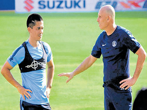 A long road ahead Indian football coach Stephen Constantine (right, seen with Sunil&#8200;Chhetri) feels that one needs to set  realistic goals and that the national team requires more exposure before challenging the big names of the continent. PTI